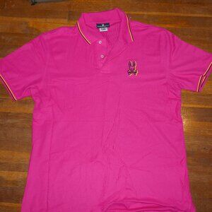 MENS 2XL PSYCHO BUNNY HOT PINK MIAMI POLO T SHIRT
